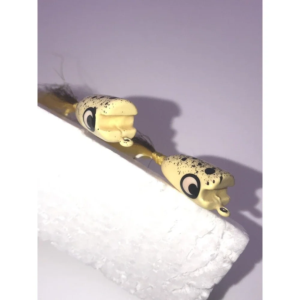 Vintage Fly Lure Hard Head Hook Hair Yellow Speckled Spotted Tied Painted Lot